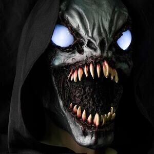 LED Monster Mask Adult Horror Latex Light Up Eyes Full Head Scary Costume